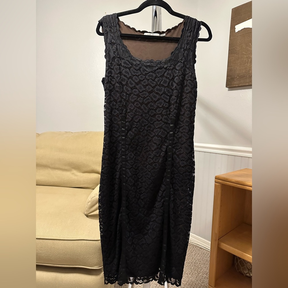 Natori Black Lace Midi Dress